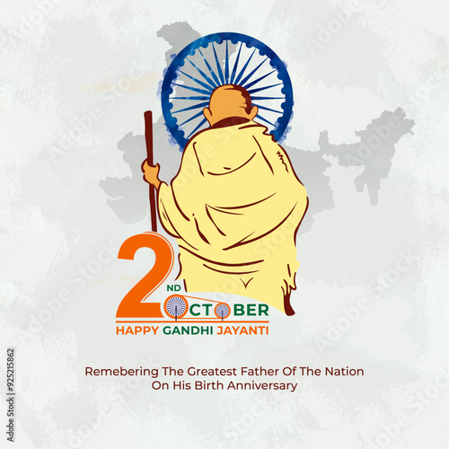 2nd October Happy Gandhi Jayanti. Indian Freedom Fighter Mahatma Gandhi he is known as Bapu. abstract vector illustration design