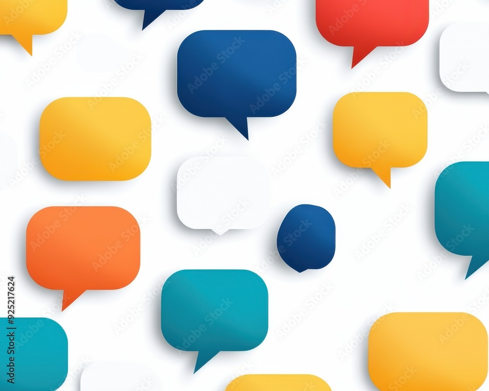 colorful speech bubbles on a white background, ideal for communication, social media, and dialogue-related designs. colorful speech bubbles on a white background, ideal for communication, social media, and dialogue-related designs.