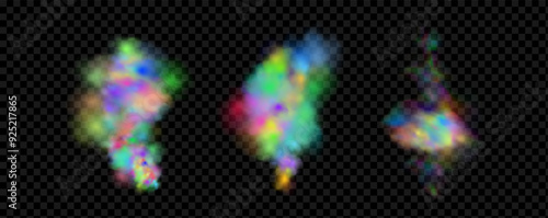 Background of an explosion of colorful smoke clouds.Multicolor fog with blue and yellow particles.Explosions of color powder.