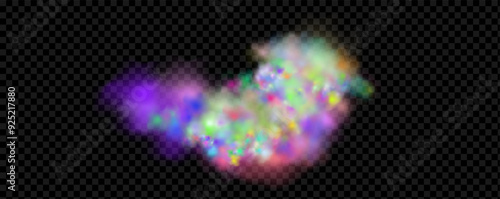 Background of an explosion of colorful smoke clouds.Multicolor fog with blue and yellow particles.Explosions of color powder.