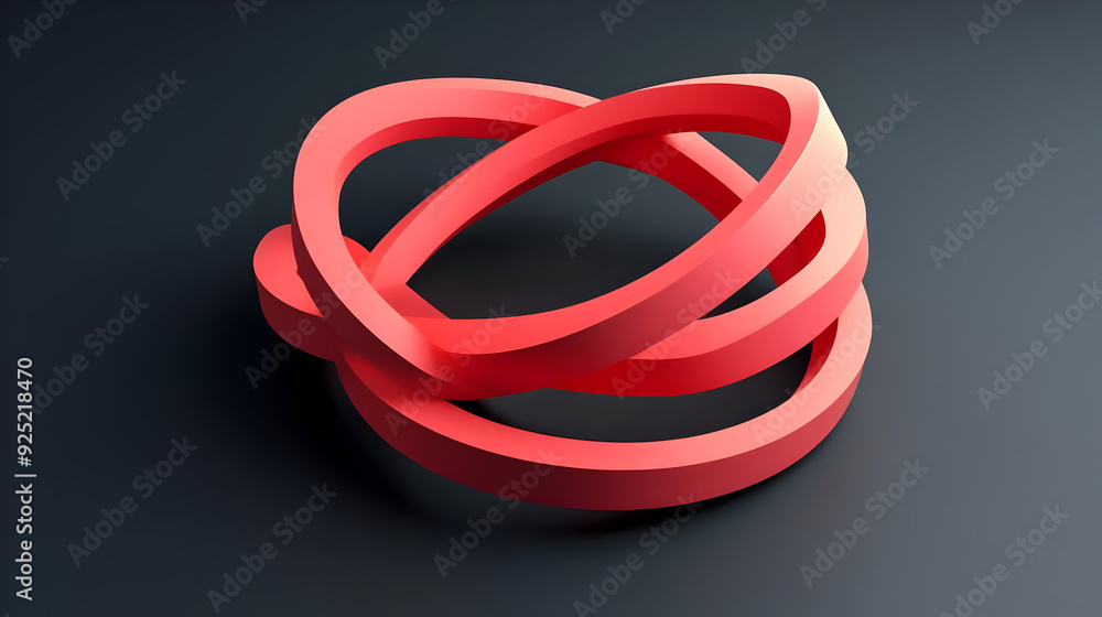 A 3D abstract sculpture composed of intertwined red loops on a dark background. A 3D abstract sculpture composed of intertwined red loops on a dark background.