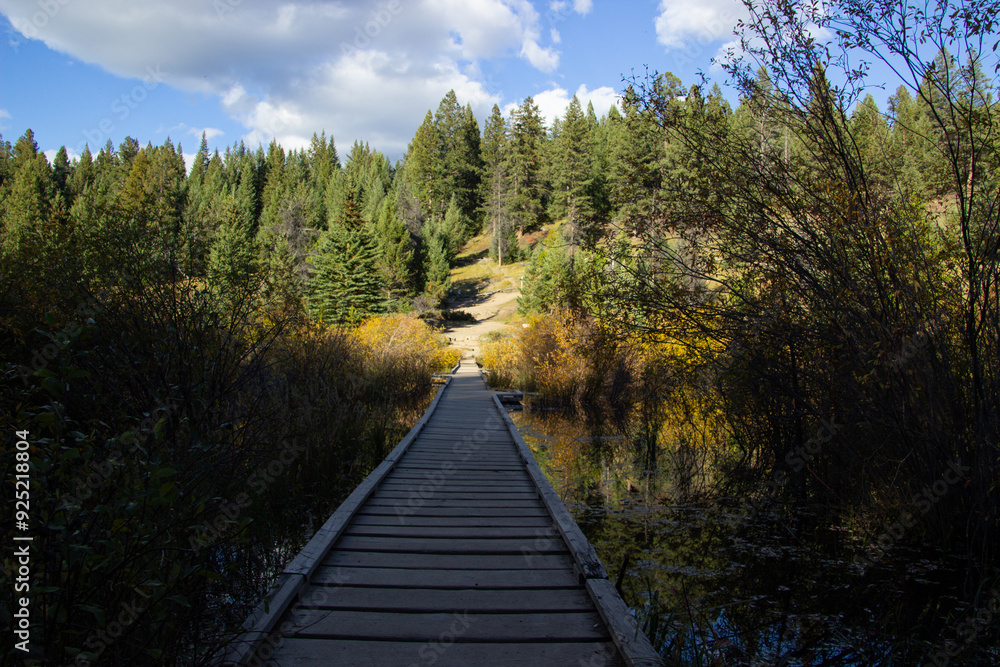 Wooden bridge to cross the five lakes of Canada.
