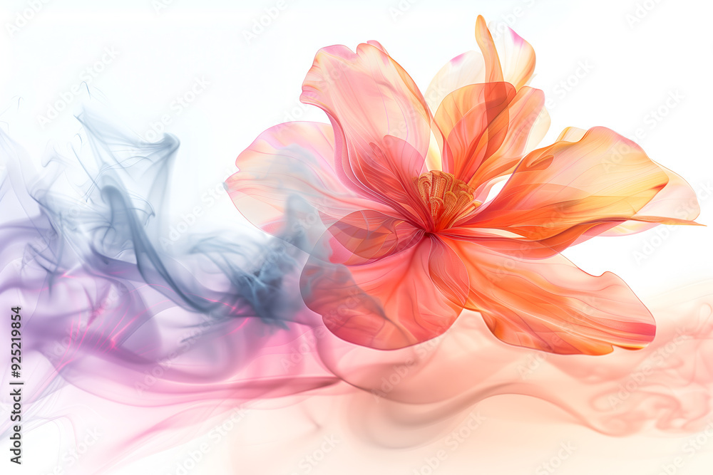 Gradient flower in pastel colors, liquid shimmering petals. Abstract floral background Gradient flower in pastel colors, liquid shimmering petals. Abstract floral background