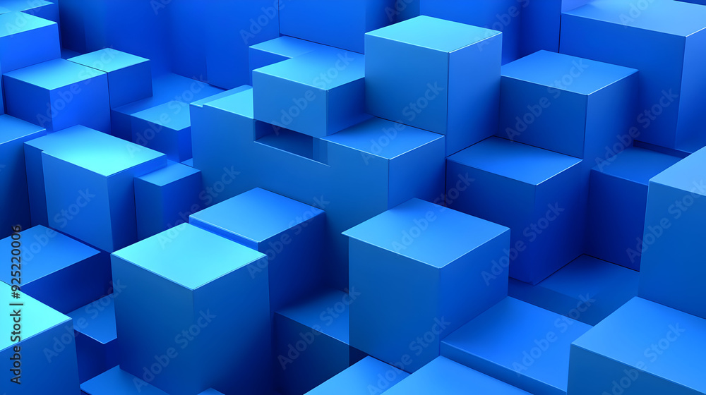 A 3D arrangement of blue cubes creating a textured surface. A 3D arrangement of blue cubes creating a textured surface.