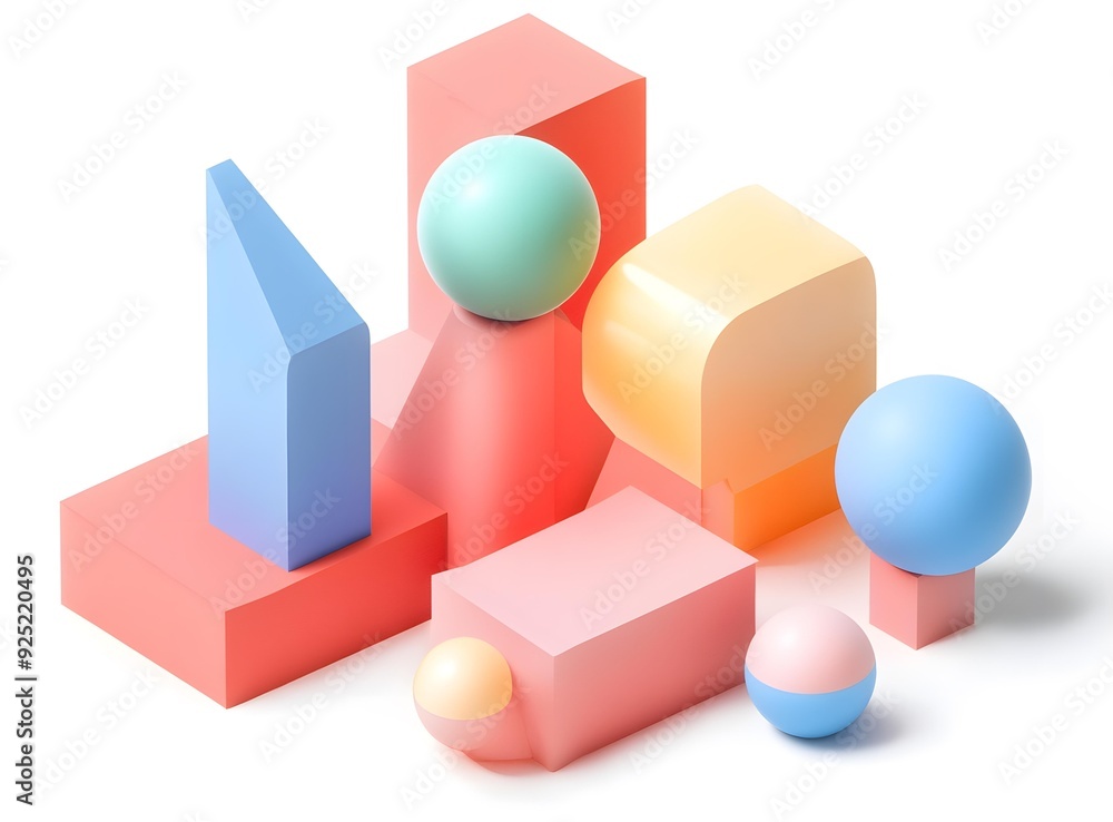 Abstract Geometric Shapes In Pastel Colors Abstract Geometric Shapes In Pastel Colors