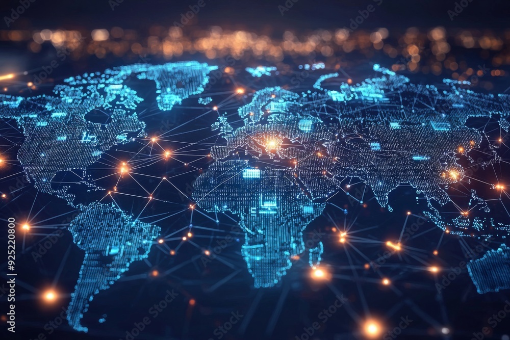 Global Digital Business Network Connection Illustration created with Generative AI Global Digital Business Network Connection Illustration created with Generative AI