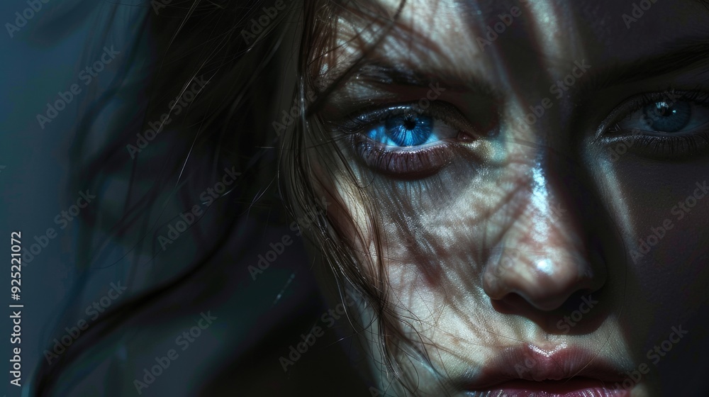 portrait of a beautiful young woman with blue eyes and a light from a window portrait of a beautiful young woman with blue eyes and a light from a window