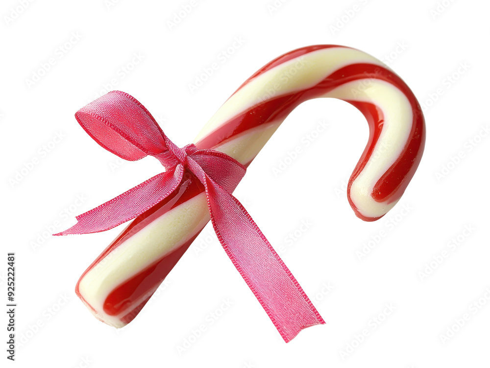 Delicious candy cane adorned with a pink ribbon, perfect for holiday decorations and festive treats. Delicious candy cane adorned with a pink ribbon, perfect for holiday decorations and festive treats.
