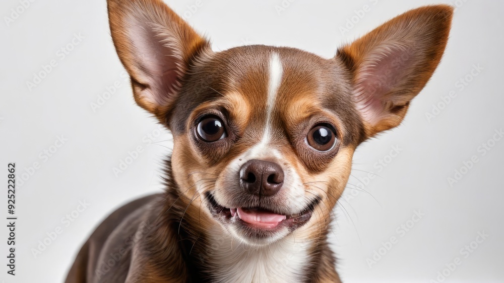 Portrait of Chocolate smooth coat chihuahua dog on grey background Portrait of Chocolate smooth coat chihuahua dog on grey background
