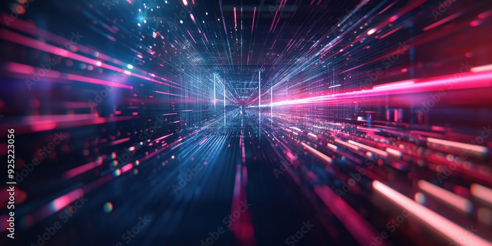 Futuristic Neon Tunnel with Vibrant Lights created by ai Futuristic Neon Tunnel with Vibrant Lights created by ai