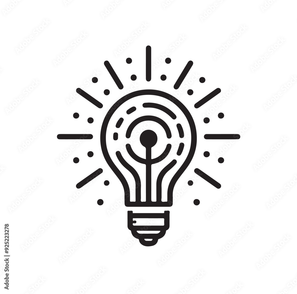 Lightbulb with idea innovation line art vector icon illustration Lightbulb with idea innovation line art vector icon illustration