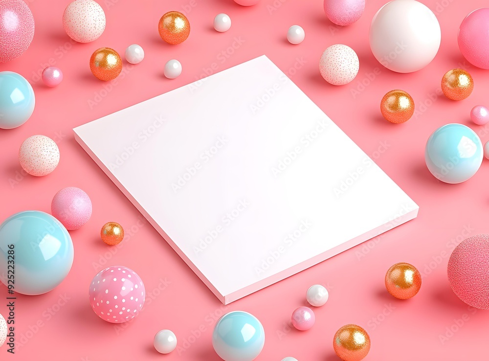 Blank Paper Mockup With Colorful Balls Blank Paper Mockup With Colorful Balls