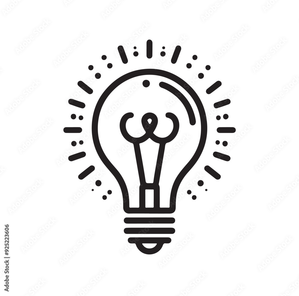 Lightbulb with idea innovation line art vector icon illustration Lightbulb with idea innovation line art vector icon illustration