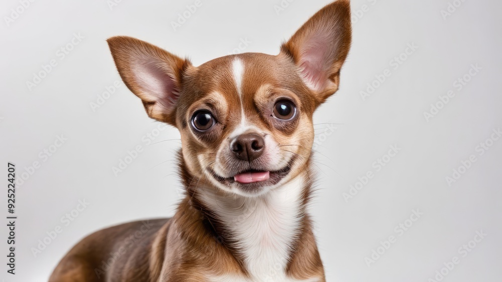 Portrait of Chocolate smooth coat chihuahua dog on grey background Portrait of Chocolate smooth coat chihuahua dog on grey background