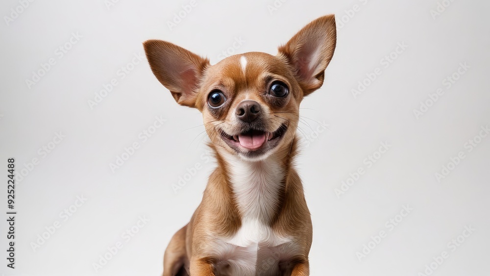 Portrait of Chocolate smooth coat chihuahua dog on grey background Portrait of Chocolate smooth coat chihuahua dog on grey background