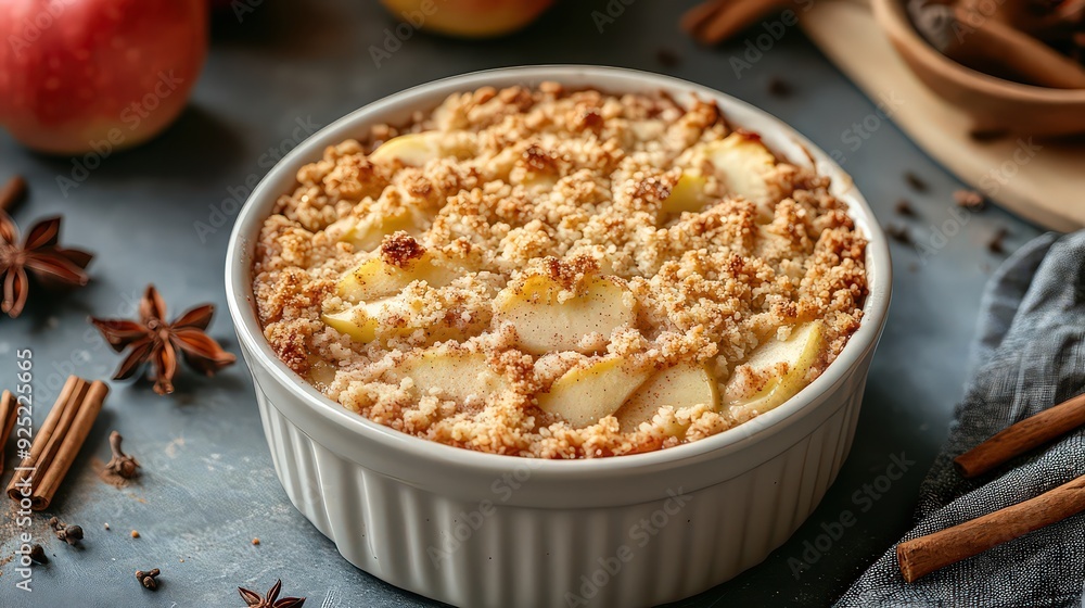 spiced apple crumble with added cinnamon, nutmeg, and cloves, infusing the dish with a rich, aromatic flavor profile that complements the apples spiced apple crumble with added cinnamon, nutmeg, and cloves, infusing the dish with a rich, aromatic flavor profile that complements the apples