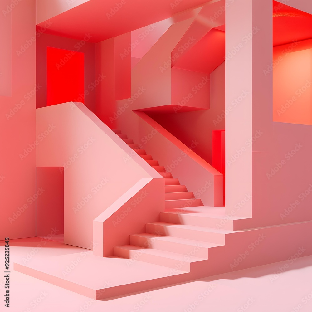 Abstract Pink Stairway Architecture 3D Illustration Abstract Pink Stairway Architecture 3D Illustration