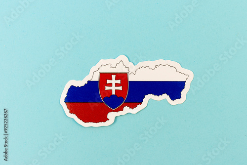 Fotografija Slovakia Map with Flag Colors on Light Blue Background