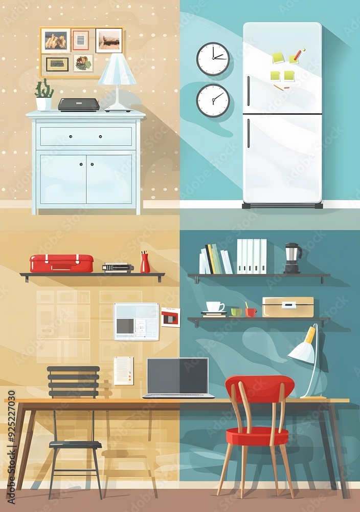 Modern Home Office Interior Design Illustration Modern Home Office Interior Design Illustration