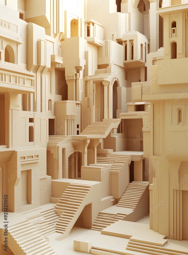 Abstract 3D Building Design With Stairs Abstract 3D Building Design With Stairs