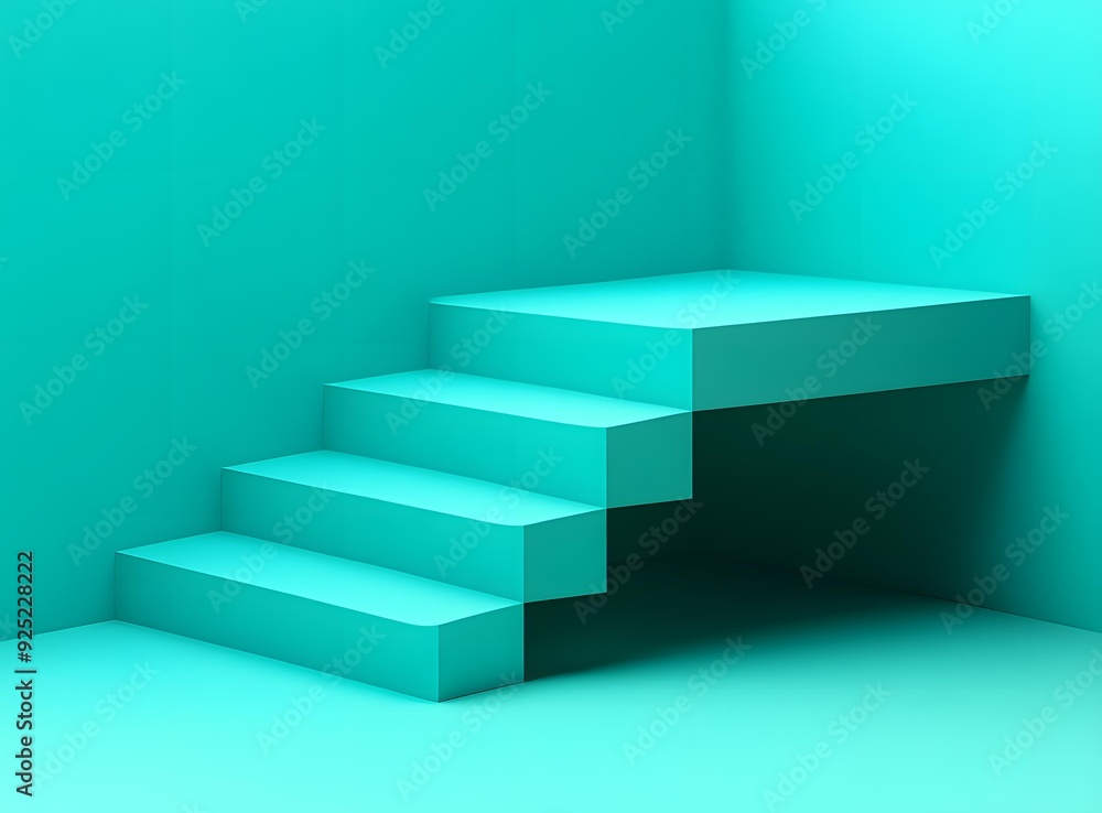 Abstract Turquoise Green Stairs Background Minimalism 3d Render Abstract Turquoise Green Stairs Background Minimalism 3d Render