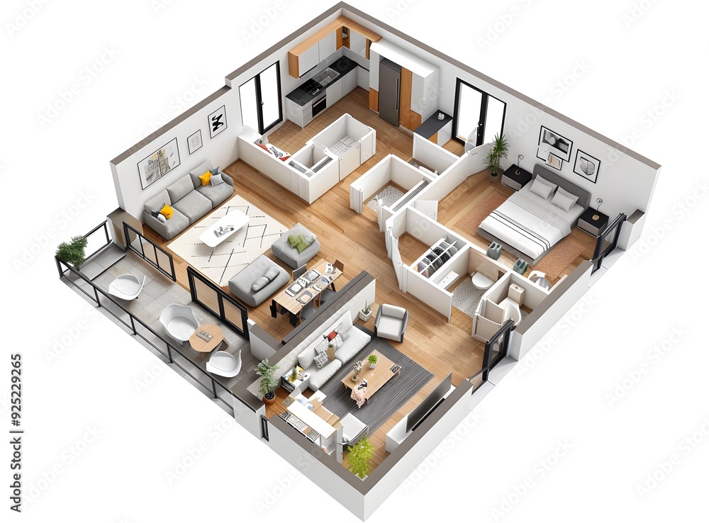 Modern Apartment Floor Plan with Balcony Modern Apartment Floor Plan with Balcony