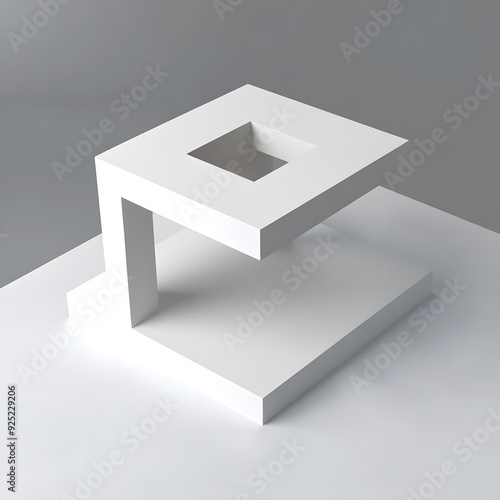 Abstract White Geometric Shapes Minimalist 3D Render