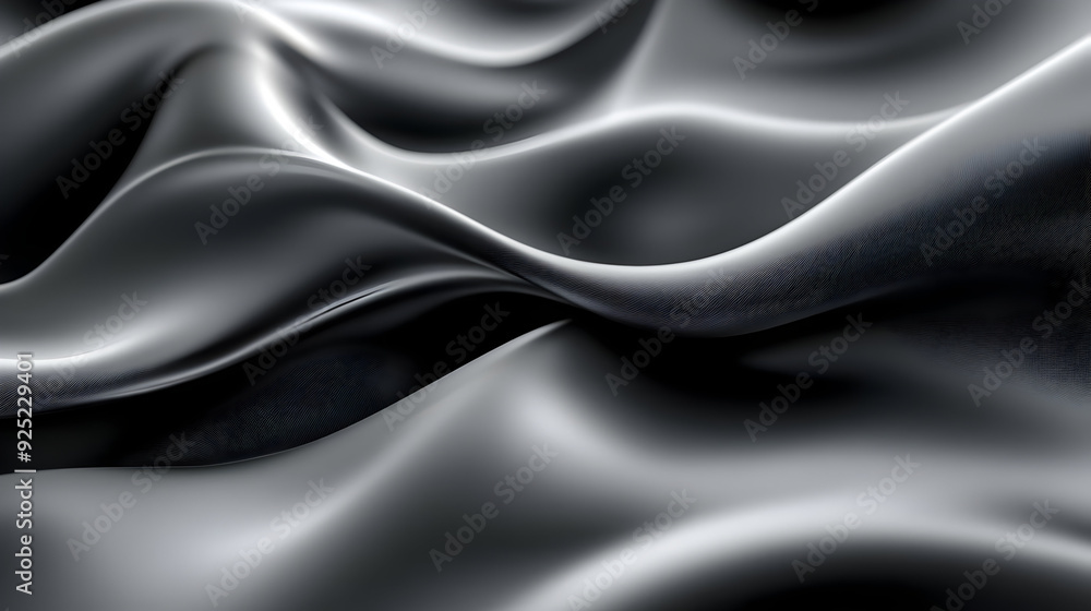 Obraz premium A close-up of smooth, flowing black fabric creating elegant waves and textures.