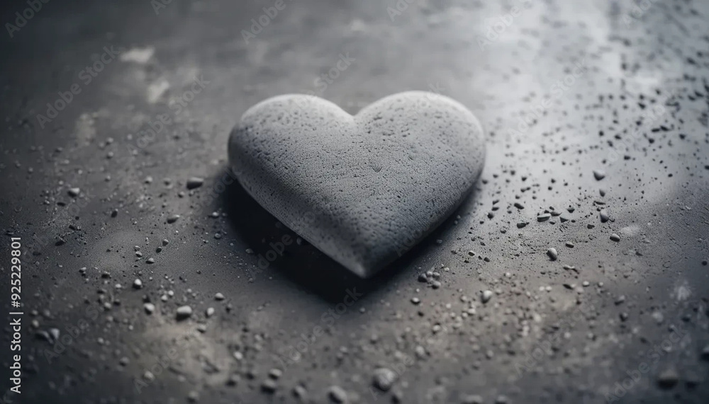 Heart made of stone on concrete background, ai Heart made of stone on concrete background, ai