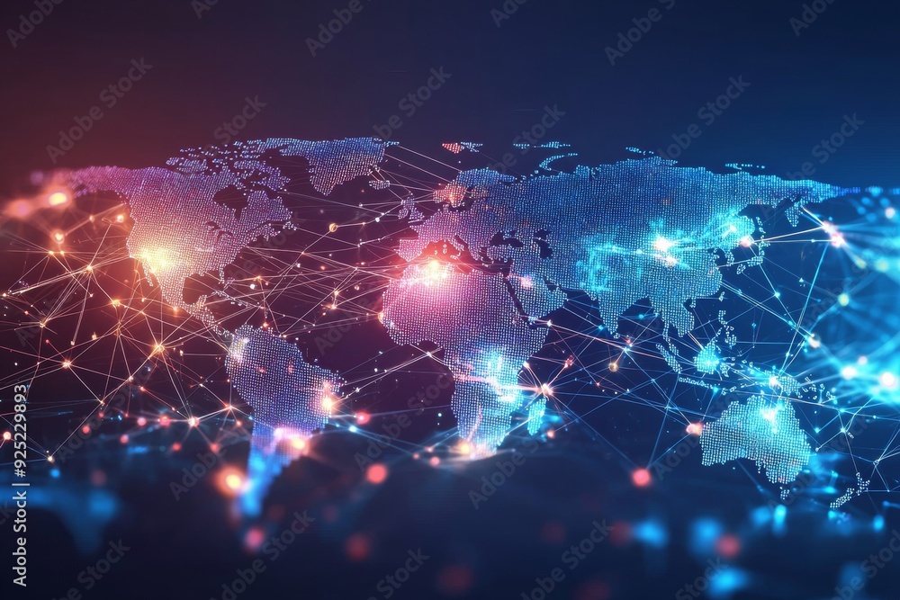 Global Digital Business Network Connection Illustration created with Generative AI Global Digital Business Network Connection Illustration created with Generative AI