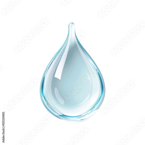A water droplet is shown in a clear glass, transparent or white background