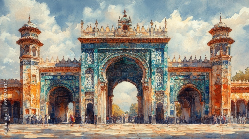 Fototapeta premium Majestic indian gateway with detailed architecture - generative ai