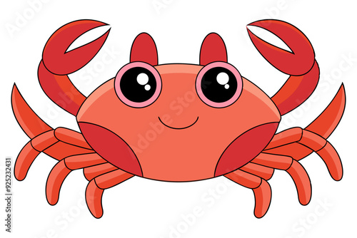 Crab Vector Illustration | Linocut, Kawaii, Cartoon, Clipart & Line Art Design photo