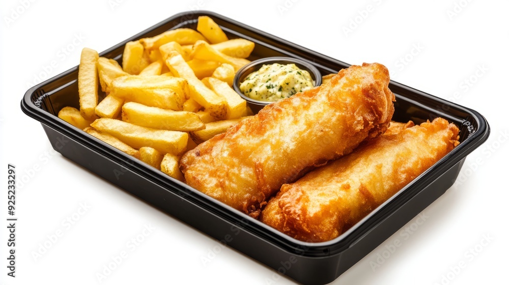 Crispy Fish and Chips with Creamy Tartar Sauce: A Delicious Side View Crispy Fish and Chips with Creamy Tartar Sauce: A Delicious Side View