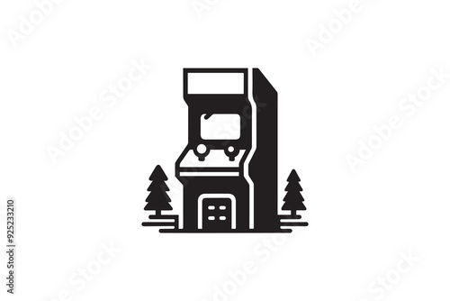 Silhouette of retro arcade machine. retro arcade machine vector illustration