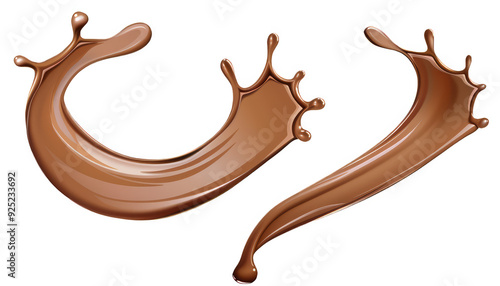 Elegant swirling splashes of brown liquid, representing coffee or chocolate, captured in motion