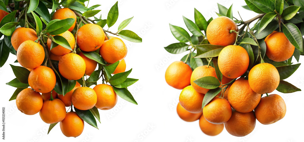 Orange Tree Branches with Ripe Oranges and Green Leaves on Transparent Background Orange Tree Branches with Ripe Oranges and Green Leaves on Transparent Background