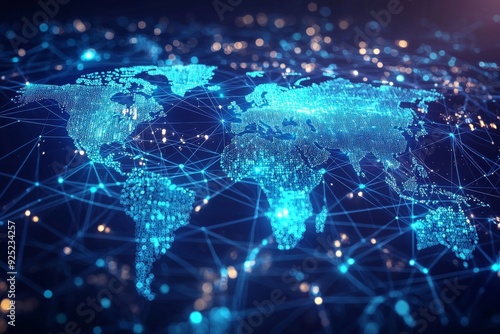 Global Digital Business Network Connection Illustration created with Generative AI