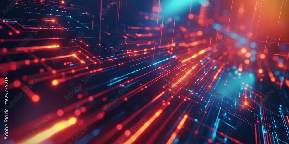 Obraz premium Futuristic Neon Tunnel with Vibrant Lights created by ai