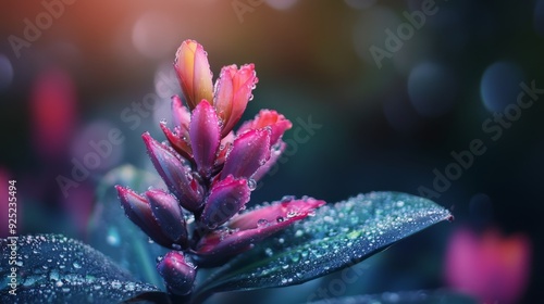 petals dotted with water droplets against a softly blurred backdrop