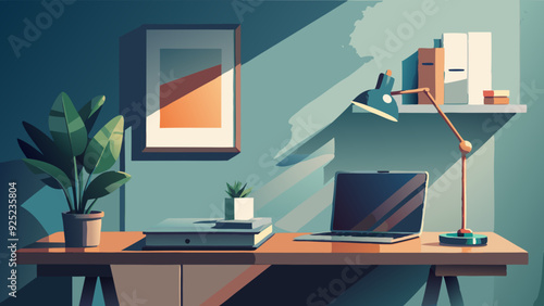 Working in Modern desk office on Laptop.