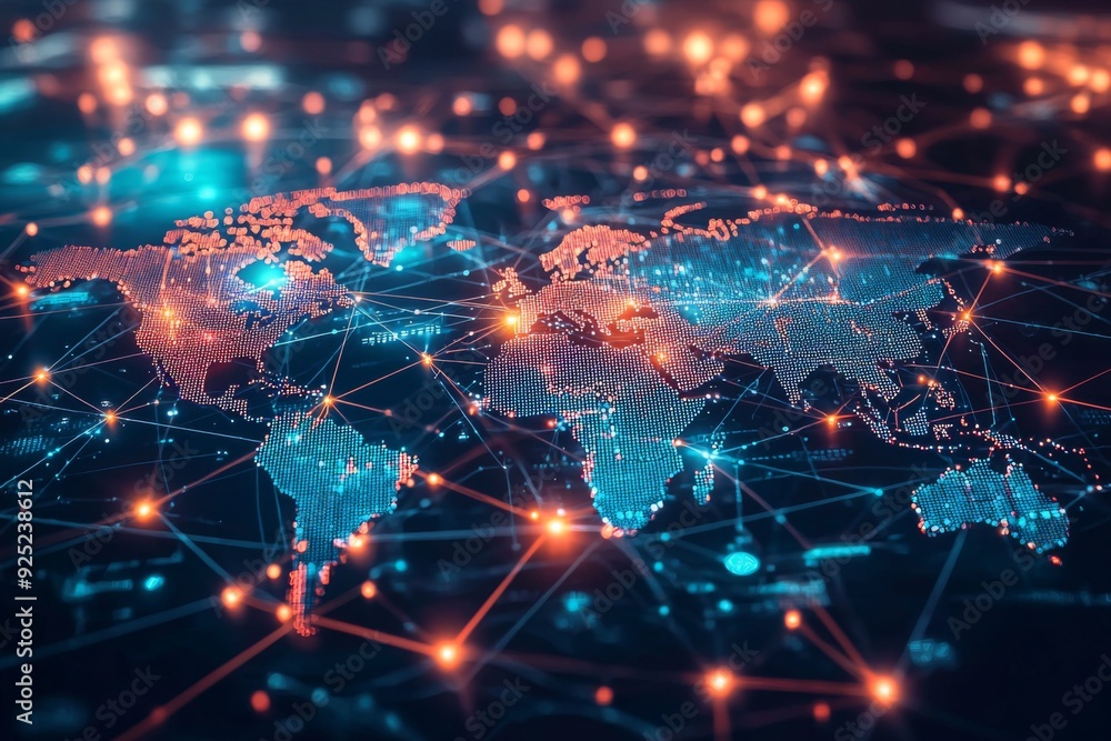 Global Digital Business Network Connection Illustration created with Generative AI Global Digital Business Network Connection Illustration created with Generative AI