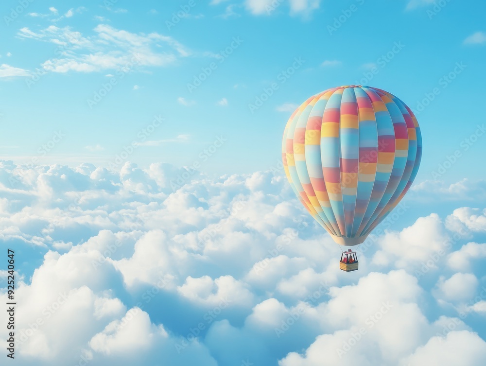 Vibrant Hot Air Balloon Soaring Above the Clouds Vibrant Hot Air Balloon Soaring Above the Clouds