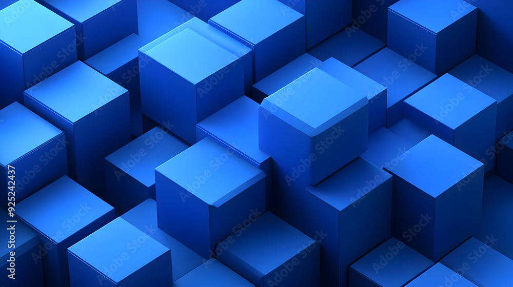 A collection of blue cubes arranged in a three-dimensional pattern. A collection of blue cubes arranged in a three-dimensional pattern.