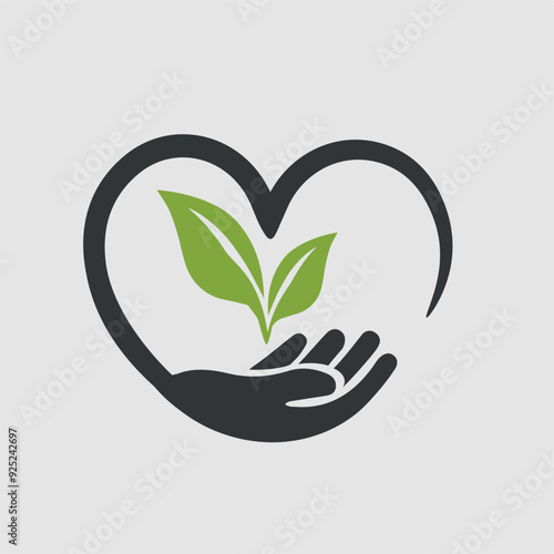 plant in hand icon, ecology vector
