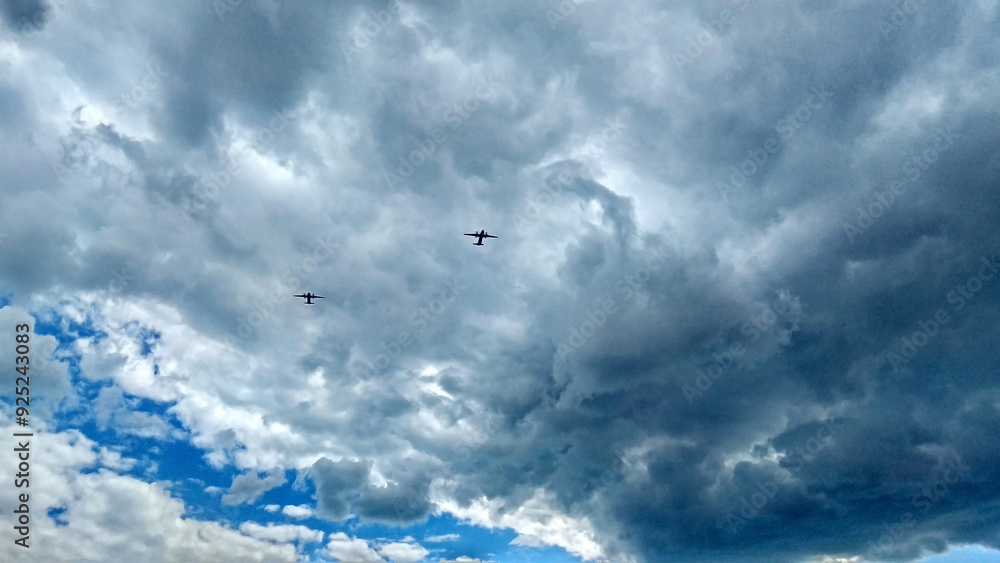 Two military aircraft in the sky on exercises
Two military aircraft in the sky on exercises