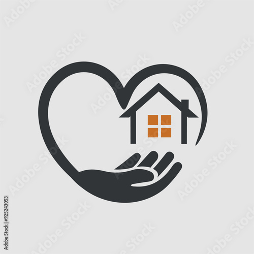 Stay Home Concept,home love heart icon
