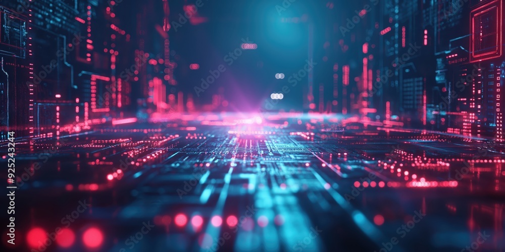 Futuristic Neon Tunnel with Vibrant Lights created by ai Futuristic Neon Tunnel with Vibrant Lights created by ai