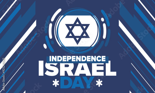 Israel Independence Day. National holiday, celebrated annual. Israel flag. Star of David, jewish symbol. Patriotic sign and elements. Poster, card, banner and background. Vector illustration