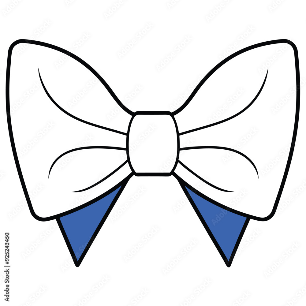 A simple and bold illustration of a blue bow tie with black outlines on a white background. A simple and bold illustration of a blue bow tie with black outlines on a white background.